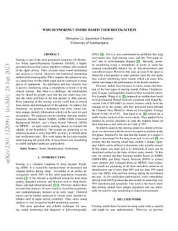 who is snoring? snore based user recognition
