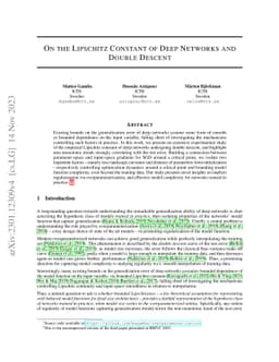 On the Lipschitz Constant of Deep Networks and Double Descent