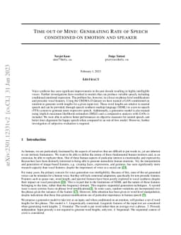 Time out of Mind: Generating Rate of Speech conditioned on emotion and
  speaker