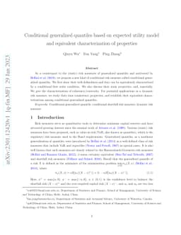Conditional generalized quantiles based on expected utility model and
  equivalent characterization of properties