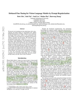 Debiased Fine-Tuning for Vision-language Models by Prompt Regularization