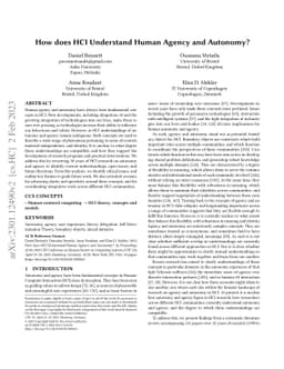 How does HCI Understand Human Autonomy and Agency?