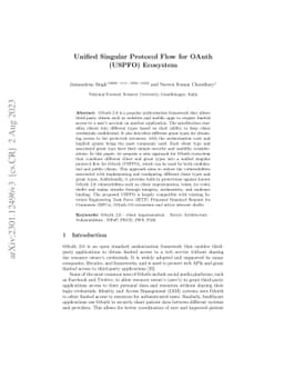 Unified Singular Protocol Flow for OAuth (USPFO) Ecosystem