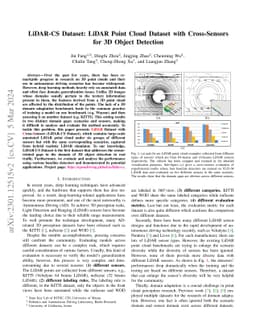LiDAR-CS Dataset: LiDAR Point Cloud Dataset with Cross-Sensors for 3D
  Object Detection