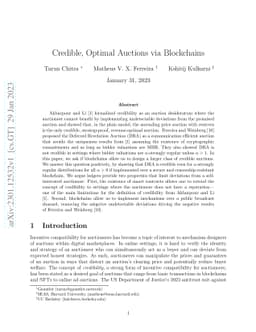 Credible, Optimal Auctions via Blockchains