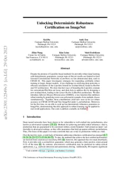 Unlocking Deterministic Robustness Certification on ImageNet