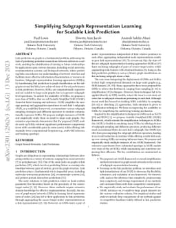 Simplifying Subgraph Representation Learning for Scalable Link
  Prediction