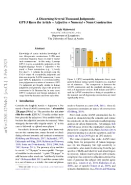 A Discerning Several Thousand Judgments: GPT-3 Rates the Article +
  Adjective + Numeral + Noun Construction