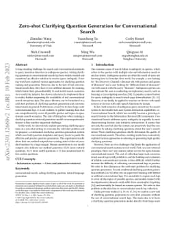Zero-shot Clarifying Question Generation for Conversational Search