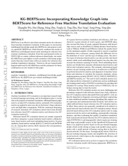 KG-BERTScore: Incorporating Knowledge Graph into BERTScore for
  Reference-Free Machine Translation Evaluation