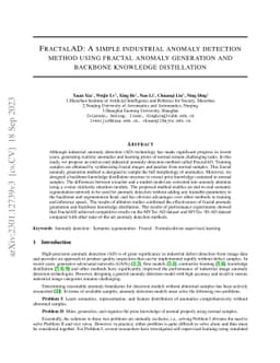 FractalAD: A simple industrial anomaly detection method using fractal
  anomaly generation and backbone knowledge distillation
