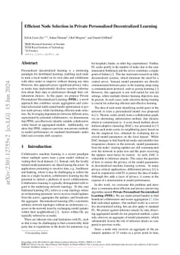 Efficient Node Selection in Private Personalized Decentralized Learning