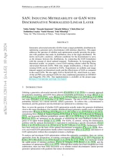 SAN: Inducing Metrizability of GAN with Discriminative Normalized Linear
  Layer