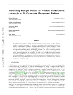 Transferring Multiple Policies to Hotstart Reinforcement Learning in an
  Air Compressor Management Problem