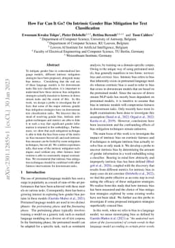How Far Can It Go?: On Intrinsic Gender Bias Mitigation for Text
  Classification