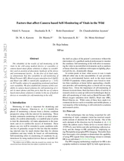 Factors that affect Camera based Self-Monitoring of Vitals in the Wild