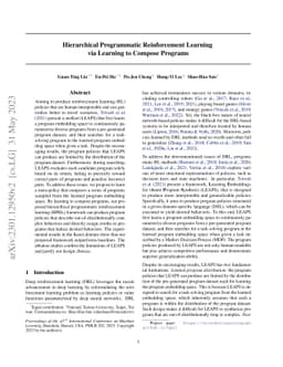 Hierarchical Programmatic Reinforcement Learning via Learning to Compose
  Programs