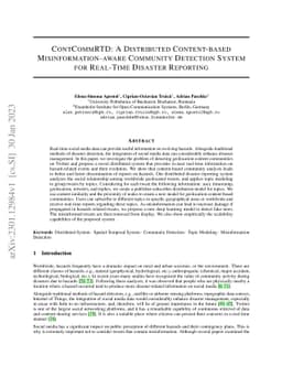 ContCommRTD: A Distributed Content-based Misinformation-aware Community
  Detection System for Real-Time Disaster Reporting