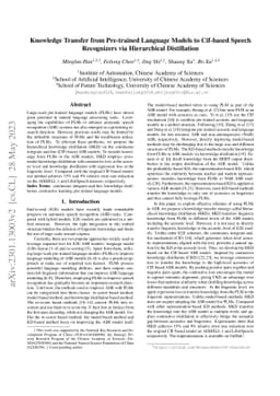 Knowledge Transfer from Pre-trained Language Models to Cif-based Speech
  Recognizers via Hierarchical Distillation