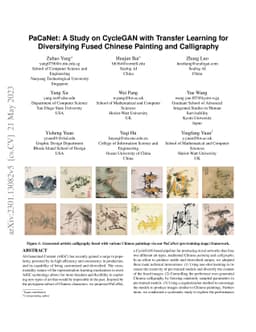 PaCaNet: A Study on CycleGAN with Transfer Learning for Diversifying
  Fused Chinese Painting and Calligraphy