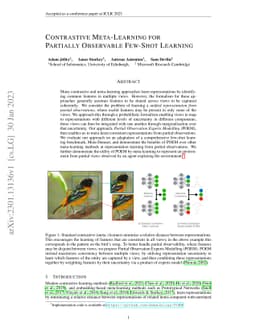 Contrastive Meta-Learning for Partially Observable Few-Shot Learning