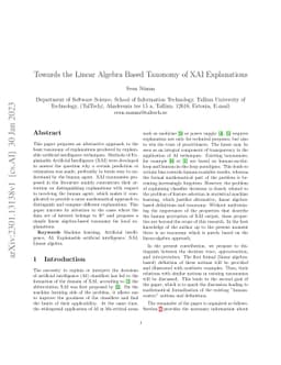Towards the Linear Algebra Based Taxonomy of XAI Explanations