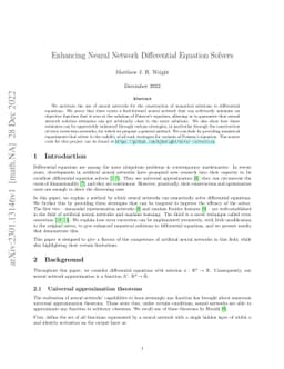 Enhancing Neural Network Differential Equation Solvers