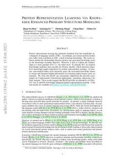 Protein Representation Learning via Knowledge Enhanced Primary Structure
  Modeling
