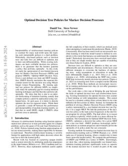 Optimal Decision Tree Policies for Markov Decision Processes