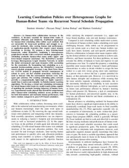 Learning Coordination Policies over Heterogeneous Graphs for Human-Robot
  Teams via Recurrent Neural Schedule Propagation