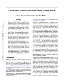 A Reinforcement Learning Framework for Dynamic Mediation Analysis