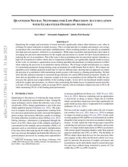 Quantized Neural Networks for Low-Precision Accumulation with Guaranteed
  Overflow Avoidance