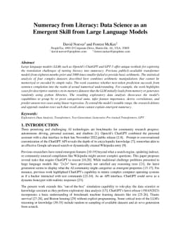 Numeracy from Literacy: Data Science as an Emergent Skill from Large
  Language Models