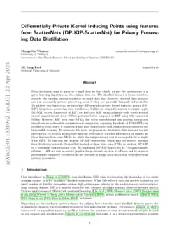 Differentially Private Kernel Inducing Points using features from
  ScatterNets (DP-KIP-ScatterNet) for Privacy Preserving Data Distillation