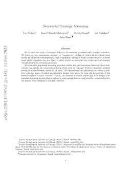 Sequential Strategic Screening