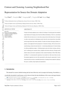 Contrast and Clustering: Learning Neighborhood Pair Representation for
  Source-free Domain Adaptation