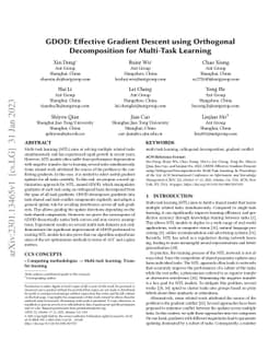 GDOD: Effective Gradient Descent using Orthogonal Decomposition for
  Multi-Task Learning