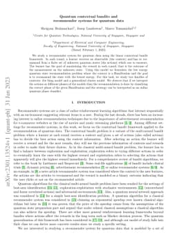 Quantum contextual bandits and recommender systems for quantum data