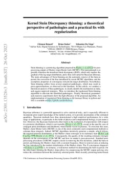 Kernel Stein Discrepancy thinning: a theoretical perspective of
  pathologies and a practical fix with regularization
