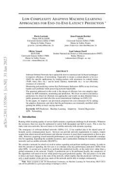 Low Complexity Adaptive Machine Learning Approaches for End-to-End
  Latency Prediction