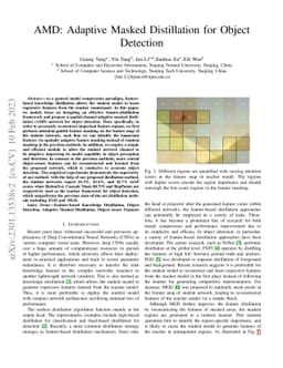 AMD: Adaptive Masked Distillation for Object Detection
