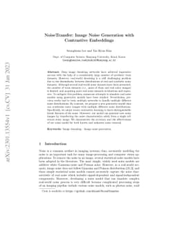 NoiseTransfer: Image Noise Generation with Contrastive Embeddings