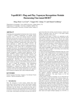 TopoBERT: Plug and Play Toponym Recognition Module Harnessing Fine-tuned
  BERT