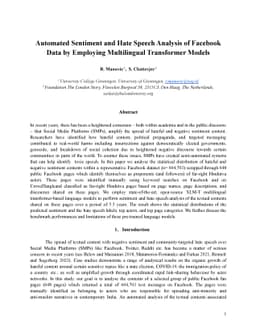 Automated Sentiment and Hate Speech Analysis of Facebook Data by
  Employing Multilingual Transformer Models