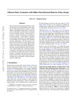 Efficient Policy Evaluation with Offline Data Informed Behavior Policy
  Design