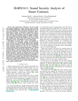 HoRStify: Sound Security Analysis of Smart Contracts