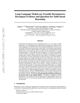 Large Language Models are Versatile Decomposers: Decompose Evidence and
  Questions for Table-based Reasoning