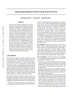 Interpreting Robustness Proofs of Deep Neural Networks