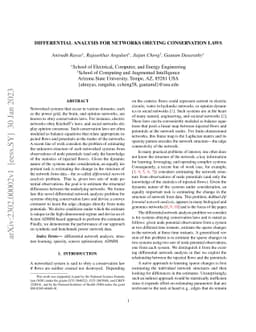 Differential Analysis for Networks Obeying Conservation Laws