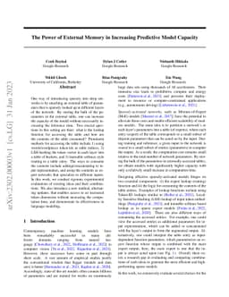 The Power of External Memory in Increasing Predictive Model Capacity